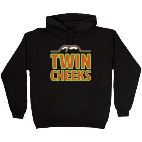 Twin Cheeks Parody White Print Hooded Sweatshirt