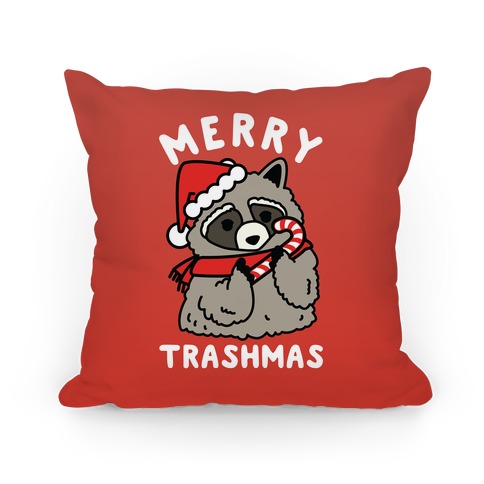 Merry Trashmas Raccoon Pillow
