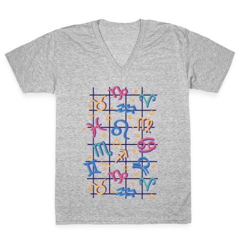90's Zodiac Pattern V-Neck Tee Shirt