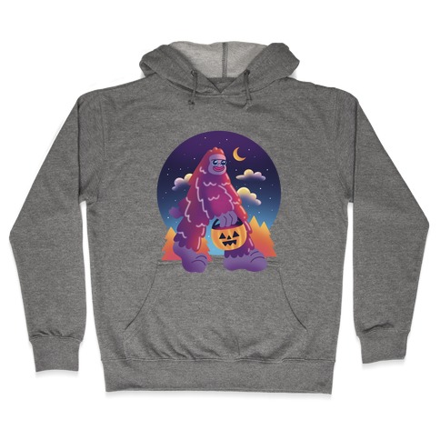 90s Neon Bigfoot Trick or Treat Halloween Hooded Sweatshirt