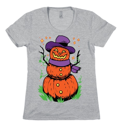 Pumpkin Snowman Womens T-Shirt