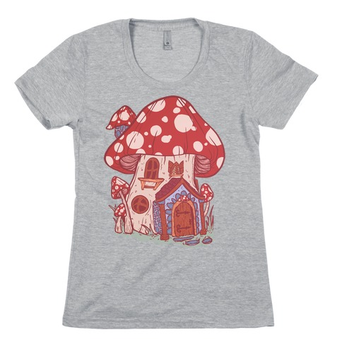 Fairy Mushroom House Pattern Womens T-Shirt