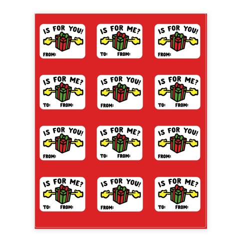 Is For Me Meme Holiday Gift Tags Sticker Sheet Stickers and Decal Sheet