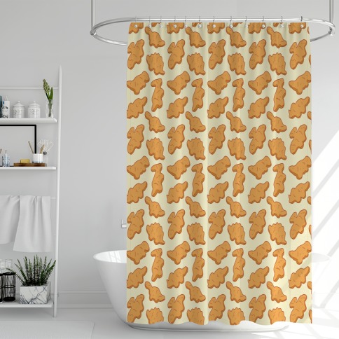 Dino Nuggies Pattern Shower Curtain, Full Circle Shower Curtain