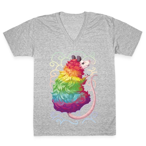 Rainbow Possum V-Neck Tee Shirt