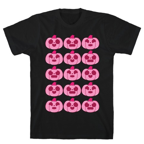 Kawaii Pumpkins Pattern Pink T-Shirt
