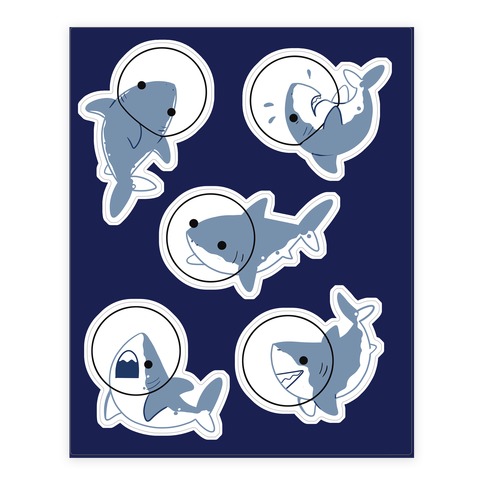 Space Shark Pattern Stickers and Decal Sheet