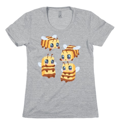 Cute Cubic Bee Pattern Womens T-Shirt