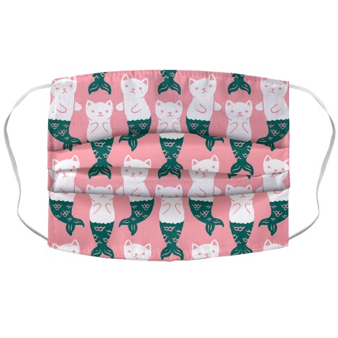 Cat Mermaid Pattern Pink Accordion Face Mask