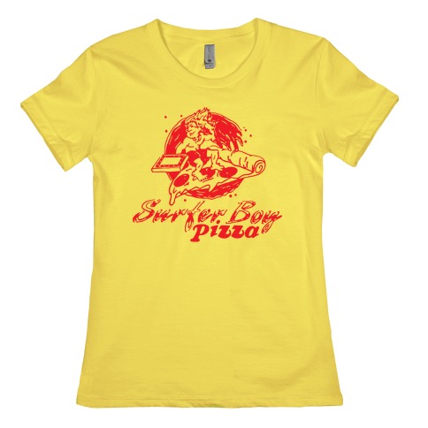 Surfer Boy Pizza Womens T-Shirt