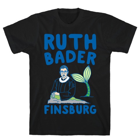 Ruth Bader Finsburg Mermaid Parody White Print T-Shirt