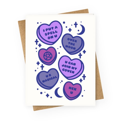 Witchy Candy Hearts Greeting Card