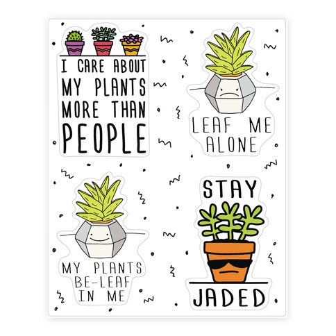 Plant Pun Doodle Sticker Sheet Stickers and Decal Sheet