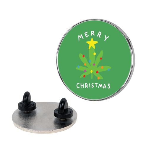 Merry Christmas Pot Leaf Pin