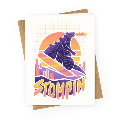 Stompin' Snowboarding Godzilla Greeting Card