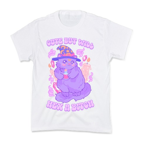 Cute But Will Hex a Bitch Cat Kids T-Shirt