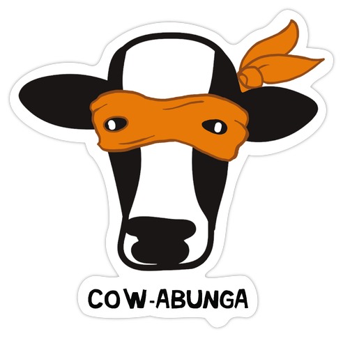 Cow-abunga Die Cut Sticker