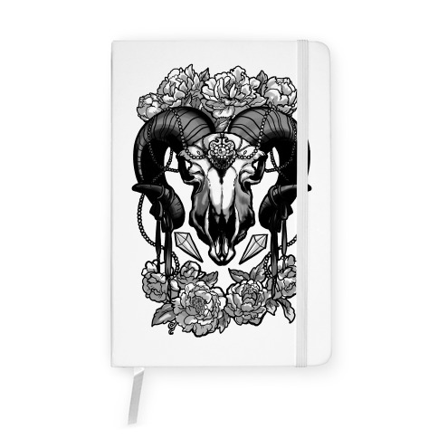 Flowery Ram Skull Notebook