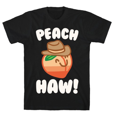 Peach Haw White Print T-Shirt