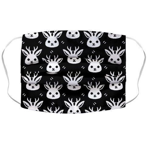 Cute Jackalope Black and White Pattern Accordion Face Mask