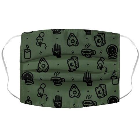 Tools of Divination Pattern Chive Green Accordion Face Mask