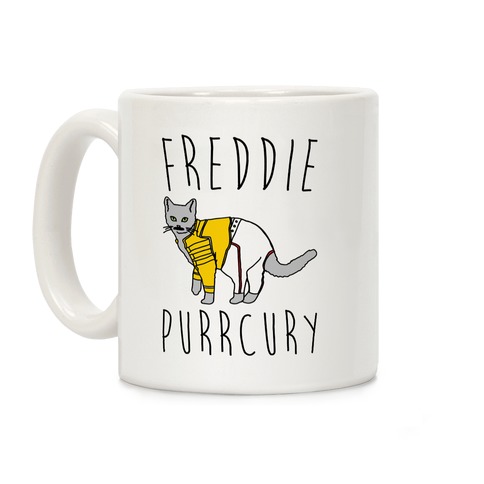 Freddie Purrcury Cat Parody Coffee Mug