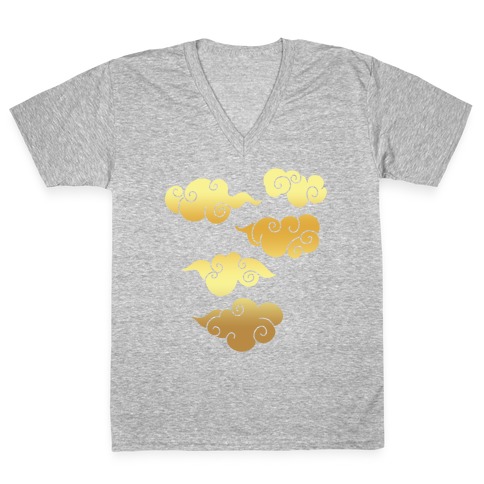 Oriental Clouds Pattern V-Neck Tee Shirt