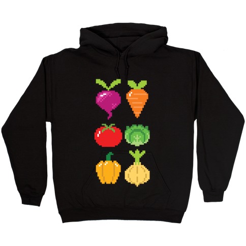 Pixel Vegetable Pattern Hooded Sweatshirt