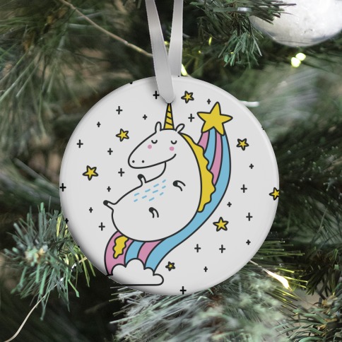 Unicorn On Rainbow Ornament