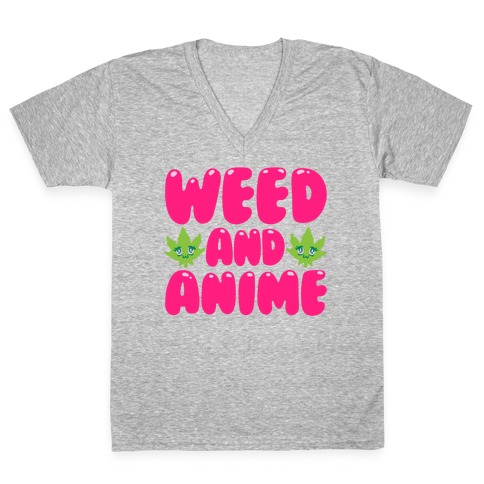 Weed And Anime  V-Neck Tee Shirt