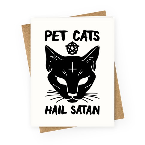 Pet Cats Hail Satan Sphynx Greeting Card