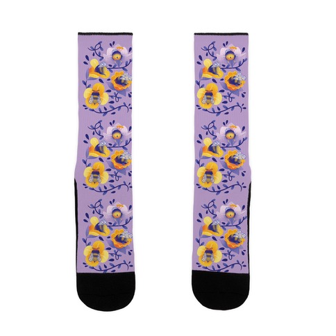 Sleepy Bumble Bee Butts Floral Sock