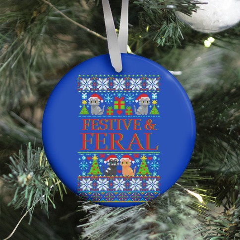 Festive and Feral Sweater Pattern Ornament