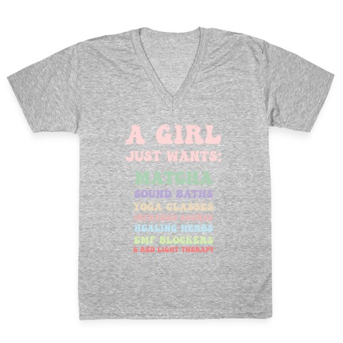 A Girl Just Wants: Wellness List V-Neck Tee Shirt