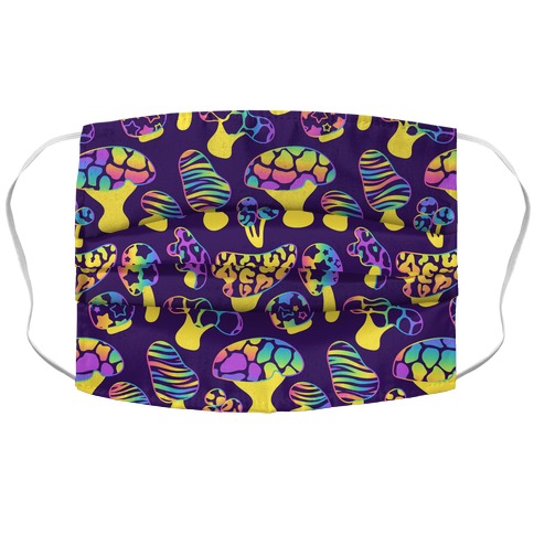 Psychedelic 90s Rainbow Animal Print Mushrooms Accordion Face Mask