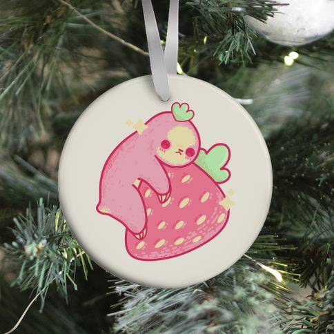 Strawberry Sloth Pattern Ornament
