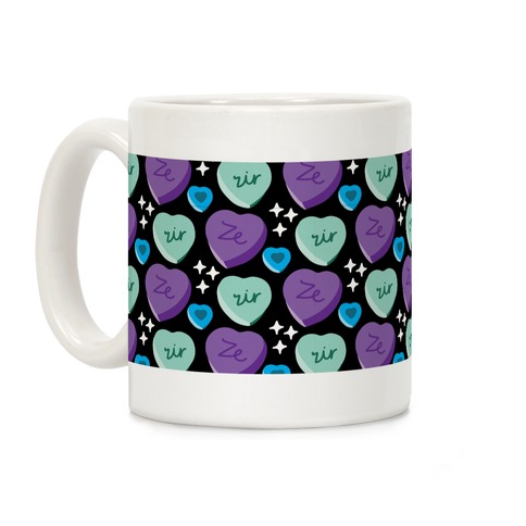 Ze/Zir Candy Hearts Pattern Coffee Mug