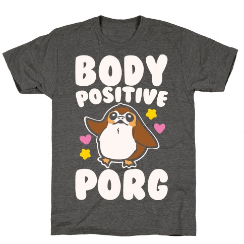 Body Positive Porg Parody White Print T-Shirt