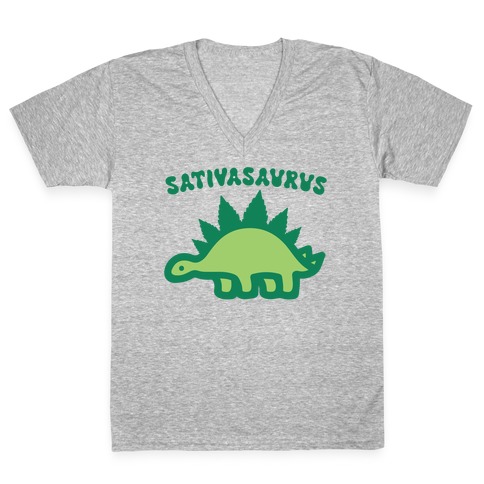 Sativasaurus Dinosaur V-Neck Tee Shirt