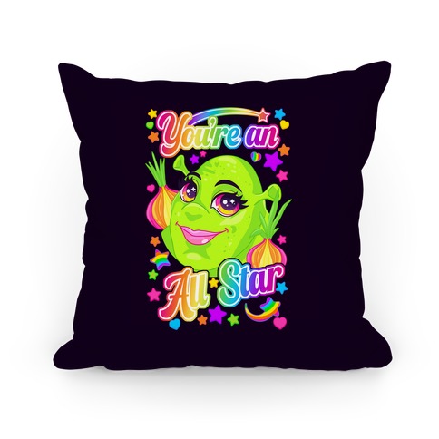 90s Neon Rainbow Shrek Pillow