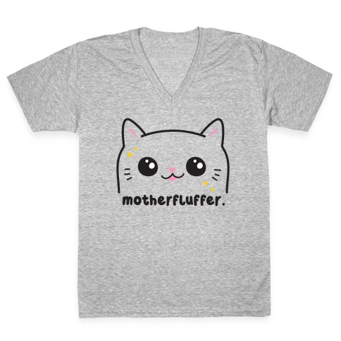 Cuss Cat Motherfluffer V-Neck Tee Shirt