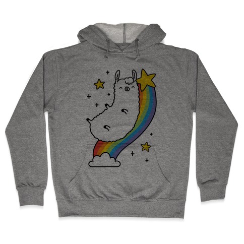 Llama On A Rainbow Hooded Sweatshirt