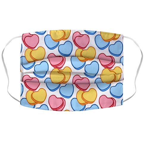 Candy Hearts Mask White Accordion Face Mask