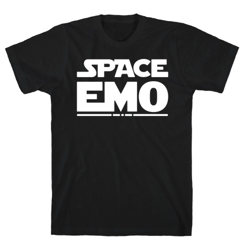 Space Emo Parody White Print T-Shirt