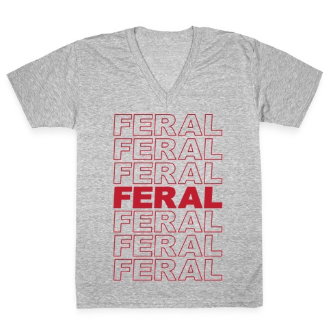 Feral Thank You Bag Parody V-Neck Tee Shirt