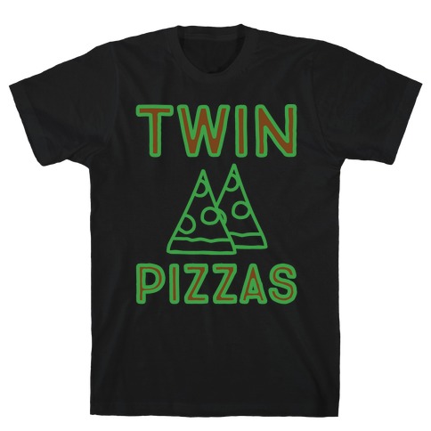 Twin Pizzas Parody White Print T-Shirt