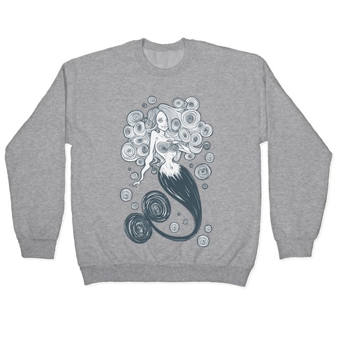 Spirals Mermaid Parody White Print Pullover