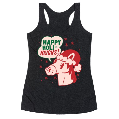 Happy Holi-Neighs Holiday Horse Racerback Tank Top
