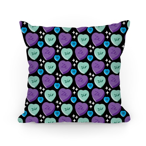 Ze/Zir Candy Hearts Pattern Pillow