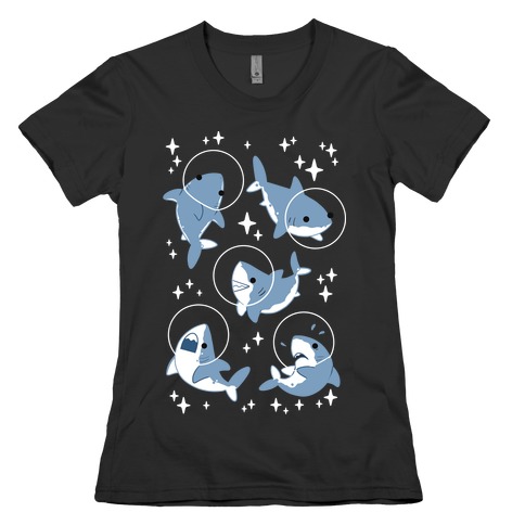 Space Shark Pattern Womens T-Shirt
